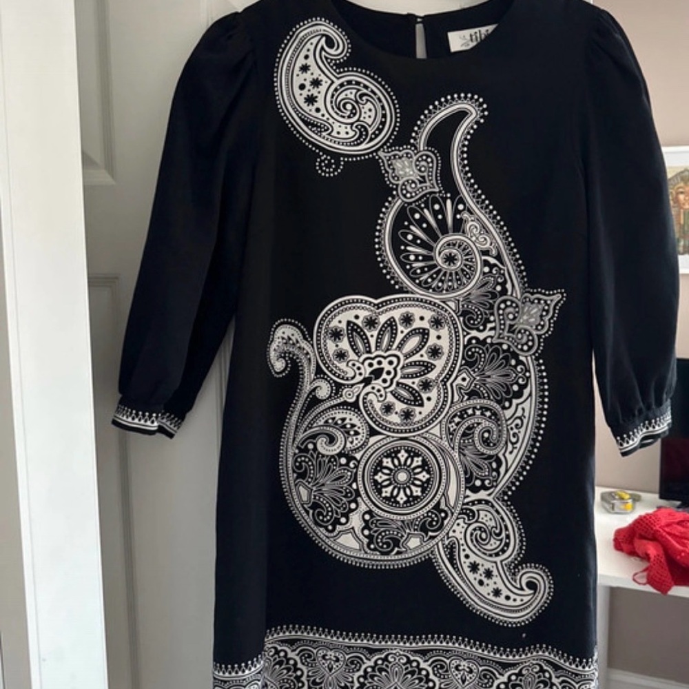 Tibi Black and White Paisley Dress